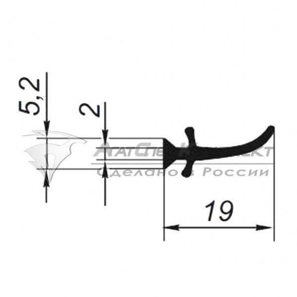 R116  Профиль уплотнительный для фургона в алюминиевую основу (внутренний лепесток)