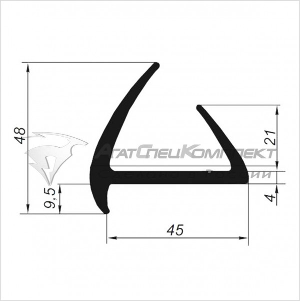 R102 Профиль уплотнительный для будки типа "Бычок"