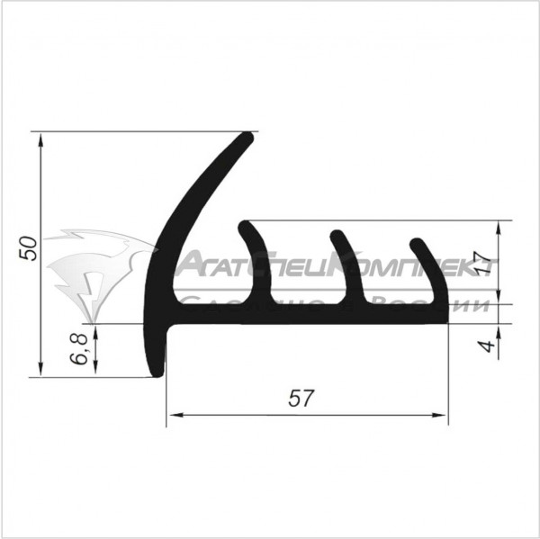 R105 Профиль уплотнительный для рефрижератора 3-х лепестков